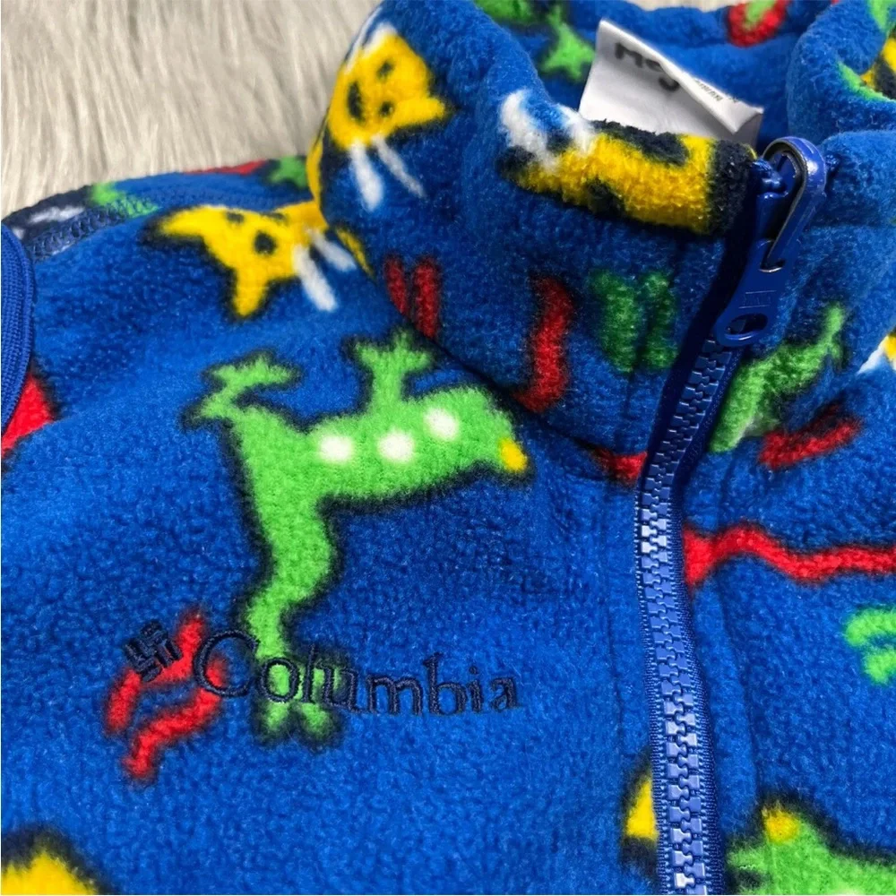 Vintage Columbia Blue Animal Fleece Vest Kids 4/5